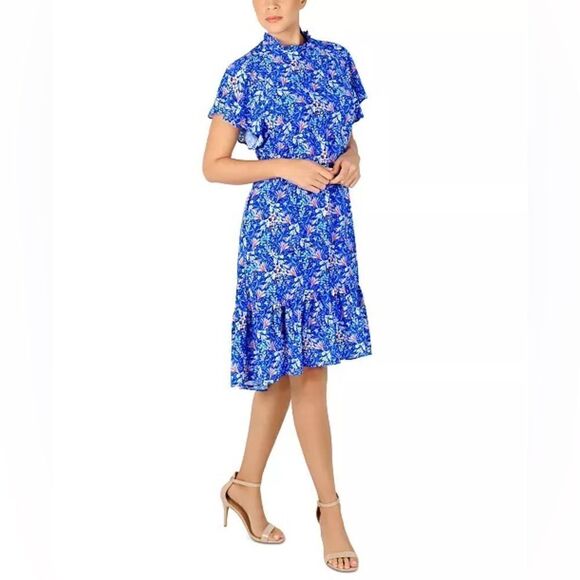 JULIA JORDAN
Women's Floral-Print Mock-Neck Ruffle Dress - Picture 3 of 4